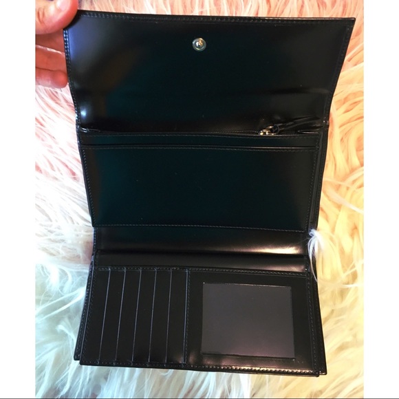 Kate Spade Black Fold-Over Wallet with Red Lining - Picture 3 of 8